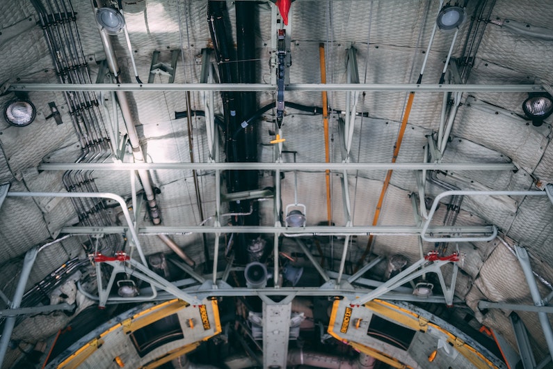 Metal structure inside an airplane