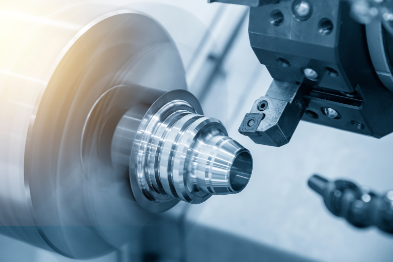 CNC lathe doing turning operation