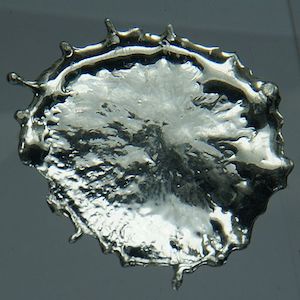 Droplet of molten tin