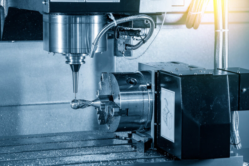 4-axis CNC machine milling a tiny word cup 1