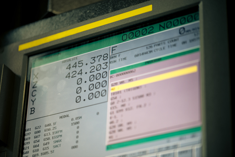 G-code on machine panel